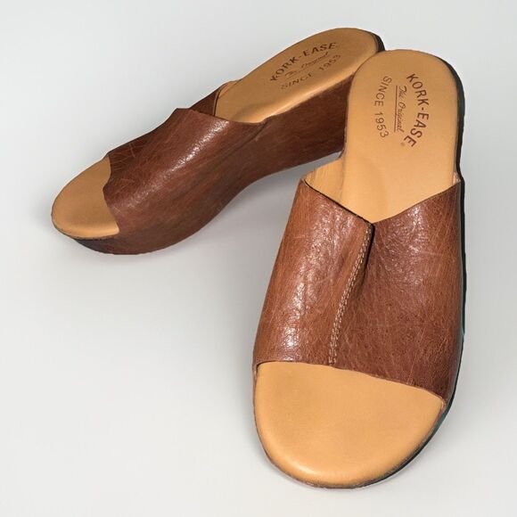 KORK-EASE Tutsi Brown Leather Slide Sandals Size 8 M Vintage - Picture 5 of 8